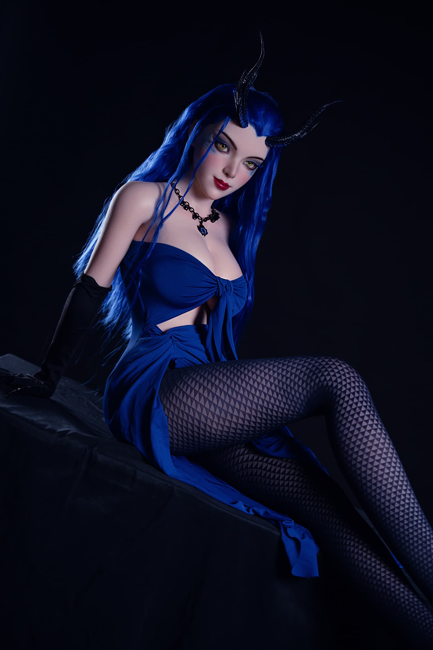 SY Doll | 164cm Slim Silicone Body & Silicone Head with Implanted Blue Hair – Sephira