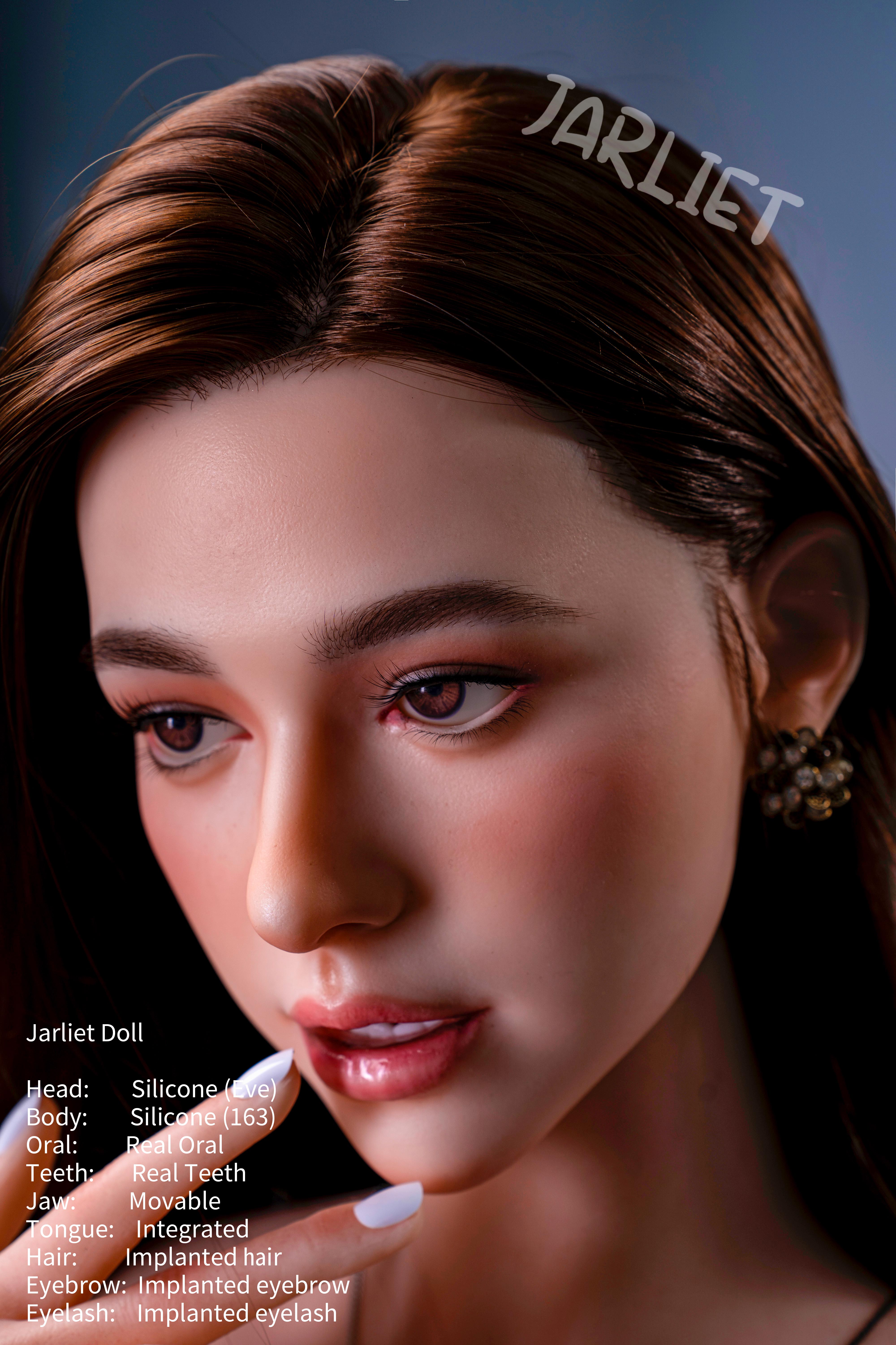 Jarliet | 163cm (5ft 4in) Slim Realistic Sex Doll Full Silicone Oral Head Implanted Hair – Eve